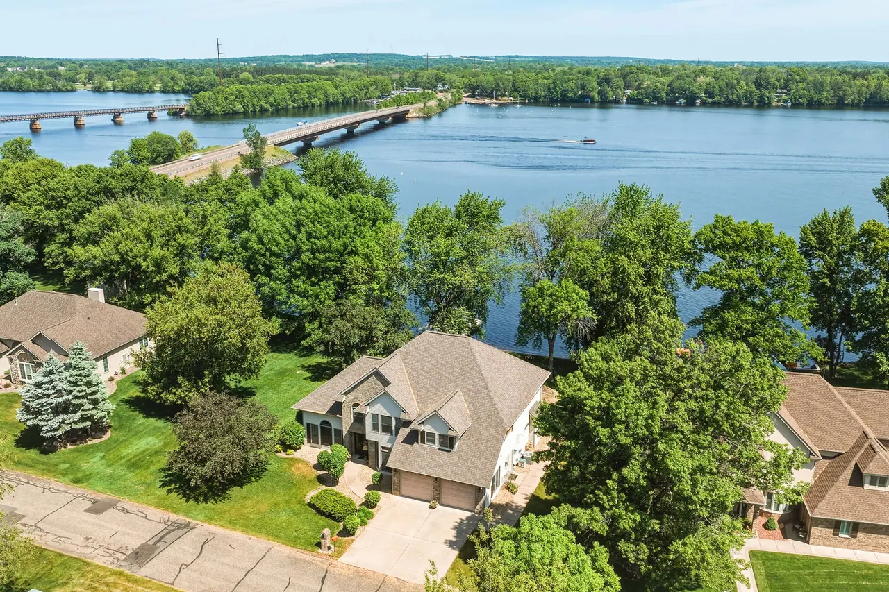 Lakefront home on Lake Wissota with the bridge beyond